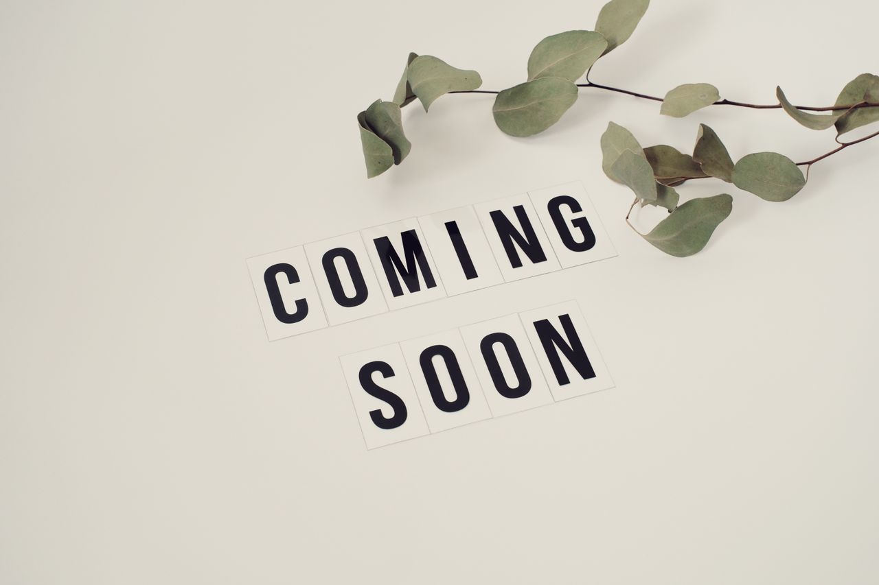 Mastering the First Impression: Your intriguing post title goes here Eucalyptus branch with 'Coming Soon' message on white background for announcements.
